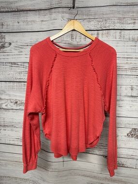 Anthropologie Pilcro Diana Ruffled Raglan Thermal Top